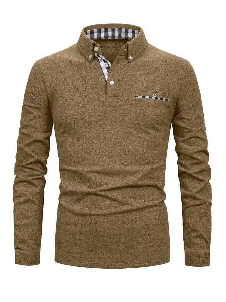 GEOMETRIC GRID POLO SHIRT FOR MEN