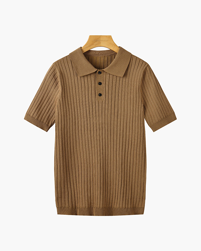 Men's Textured Cotton Polo Shirt