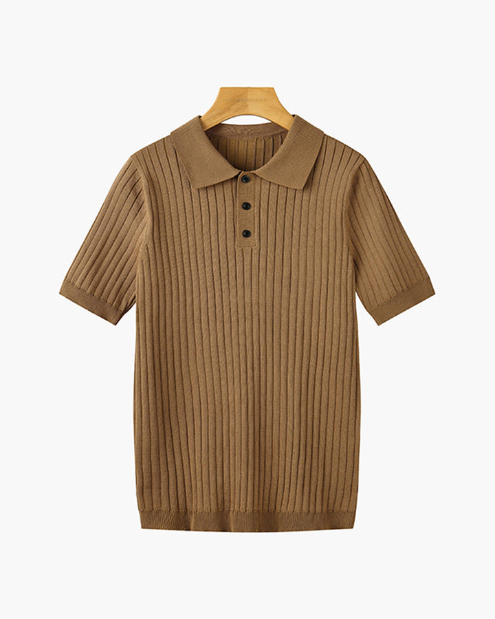 Men's Textured Cotton Polo Shirt
