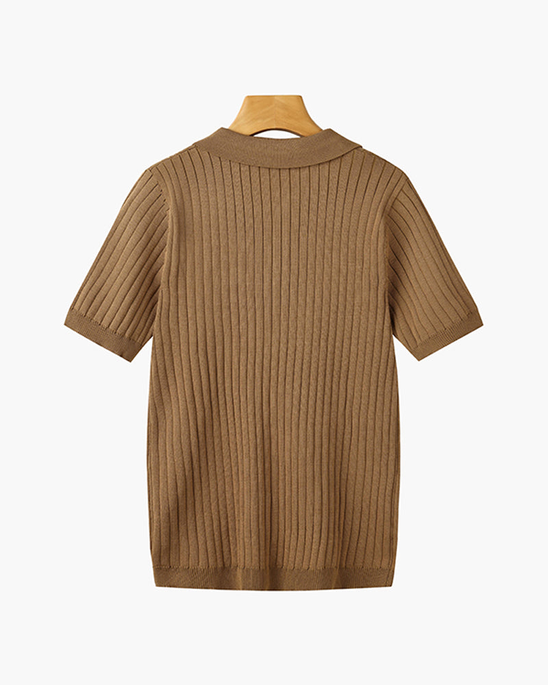 Men's Textured Cotton Polo Shirt