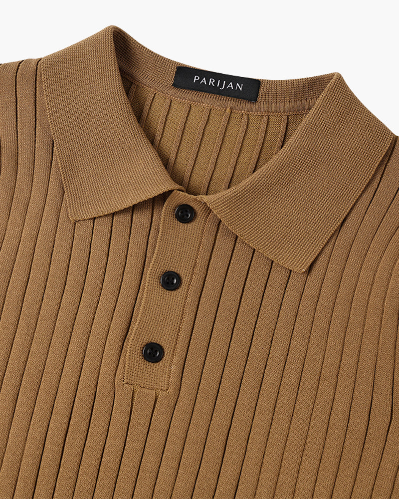 Men's Textured Cotton Polo Shirt