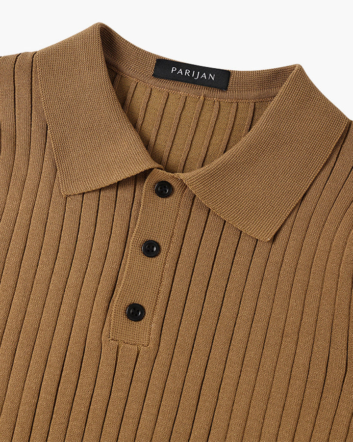 Men's Textured Cotton Polo Shirt