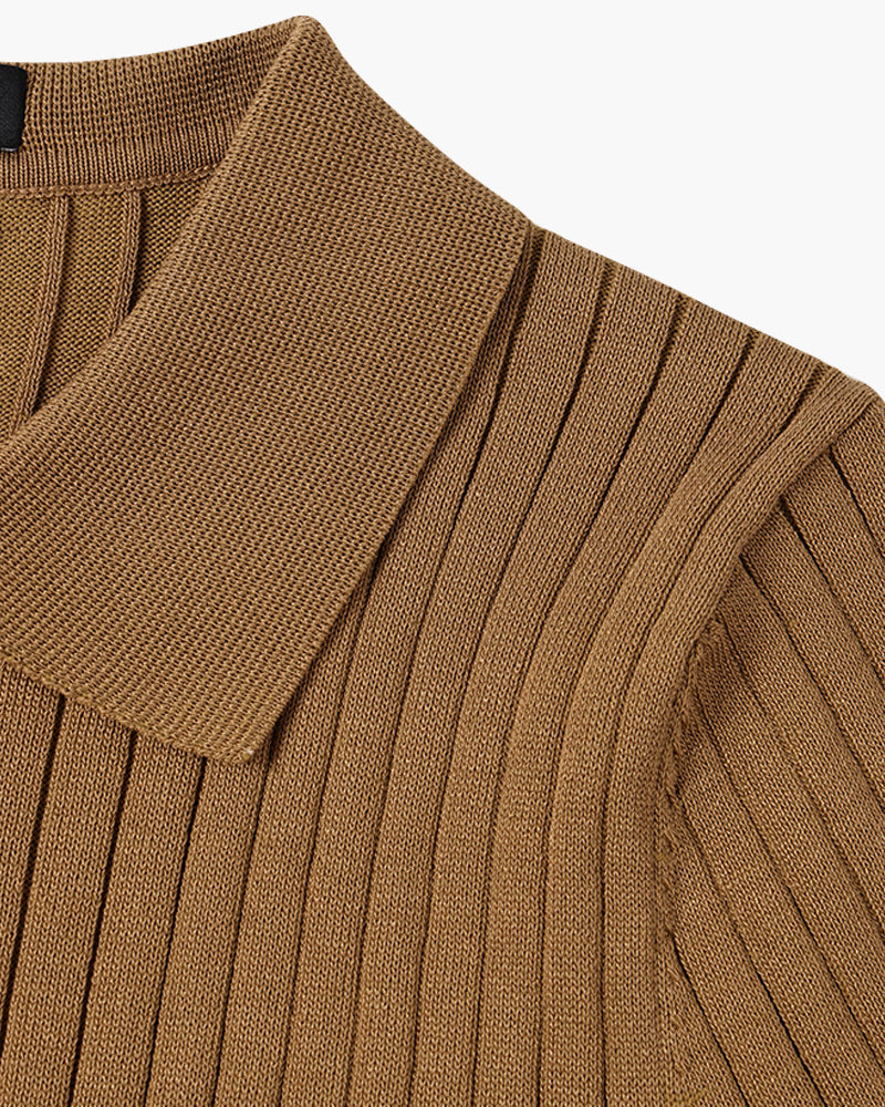 Men's Textured Cotton Polo Shirt