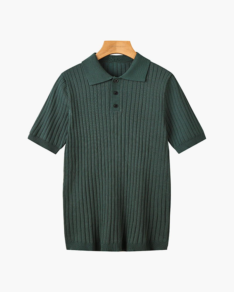 Men's Textured Cotton Polo Shirt