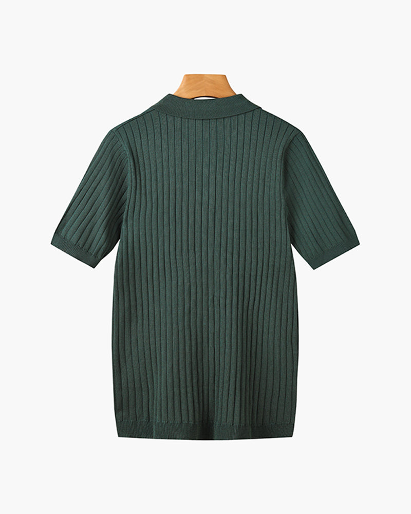 Men's Textured Cotton Polo Shirt