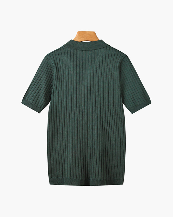 Men's Textured Cotton Polo Shirt
