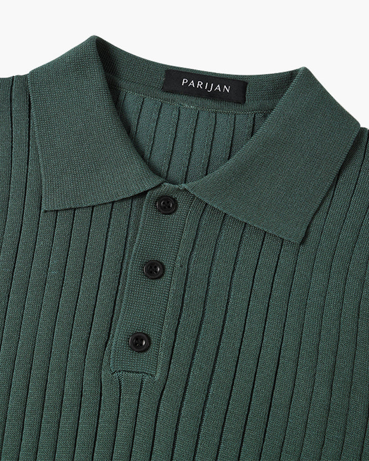 Men's Textured Cotton Polo Shirt