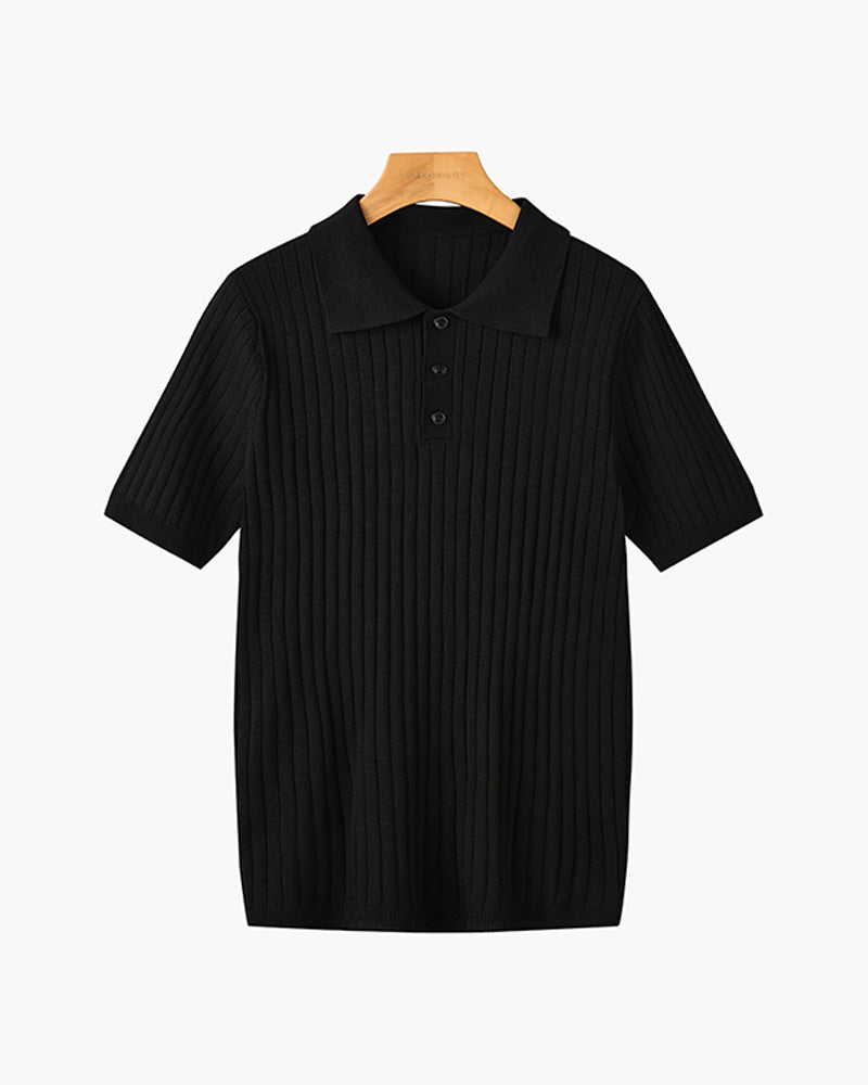 Men's Textured Cotton Polo Shirt