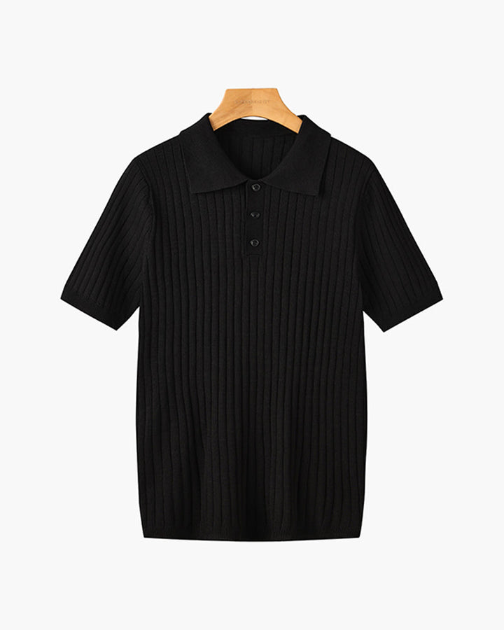 Men's Textured Cotton Polo Shirt
