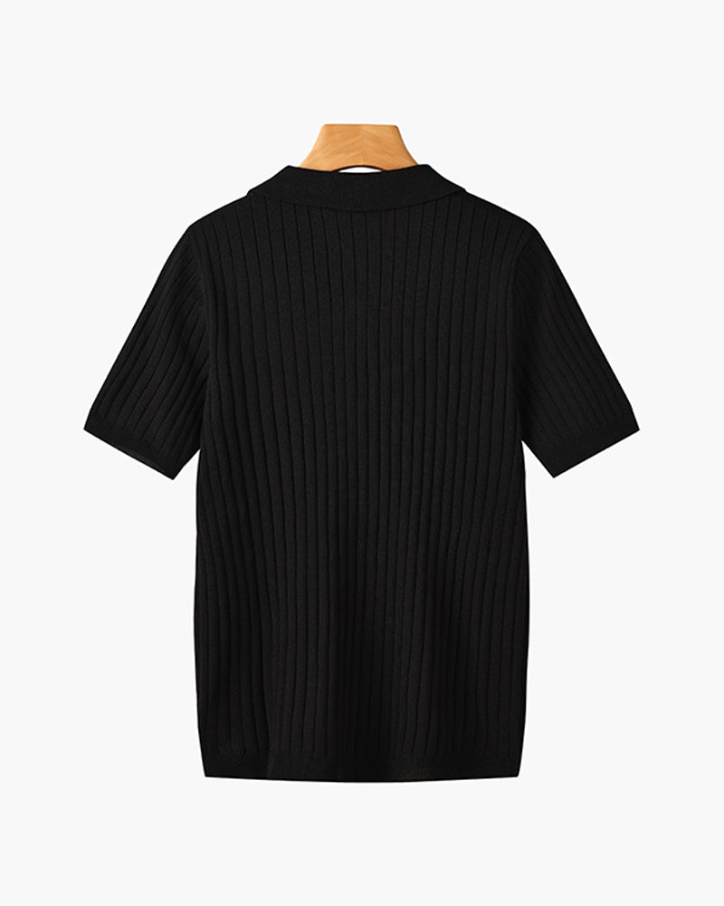 Men's Textured Cotton Polo Shirt