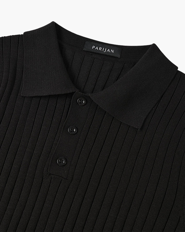 Men's Textured Cotton Polo Shirt
