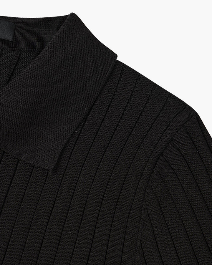 Men's Textured Cotton Polo Shirt