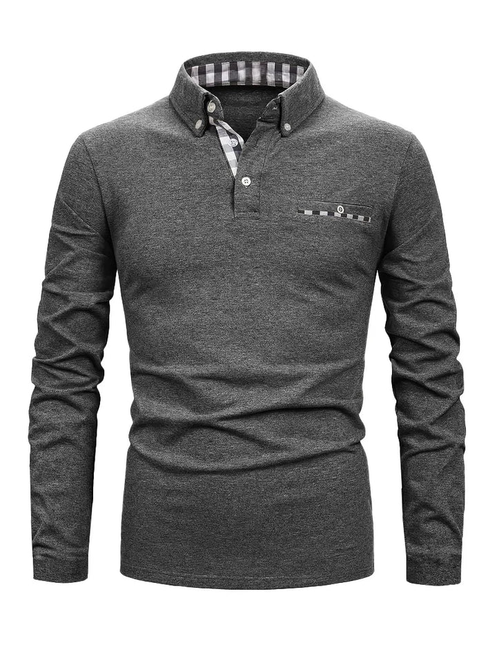 GEOMETRIC GRID POLO SHIRT FOR MEN