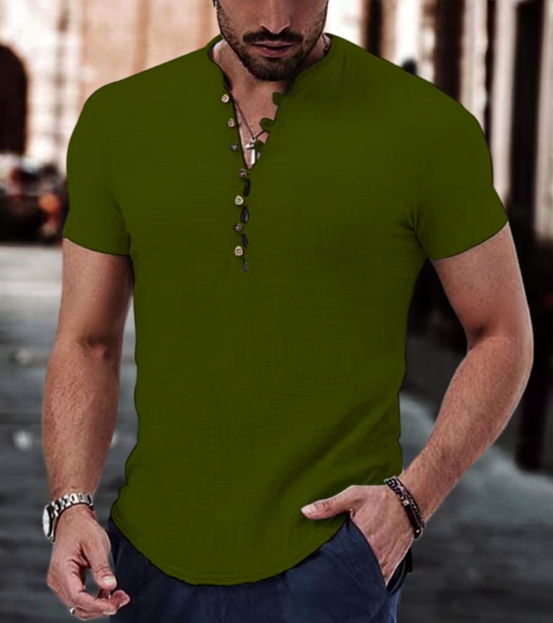 Men's Cotton Mao Collar Shirt