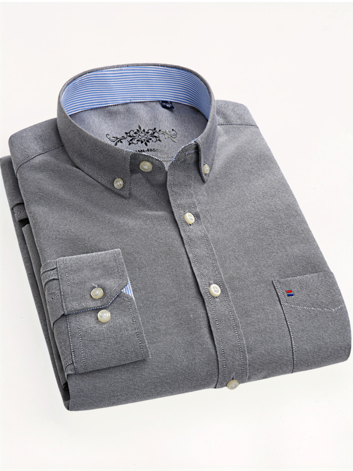 SOLID LAPEL POCKET SHIRT FOR MEN