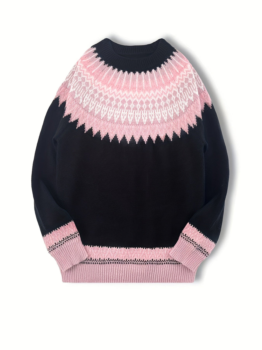 Brenna | Chunky Jacquard Round Neck Sweater