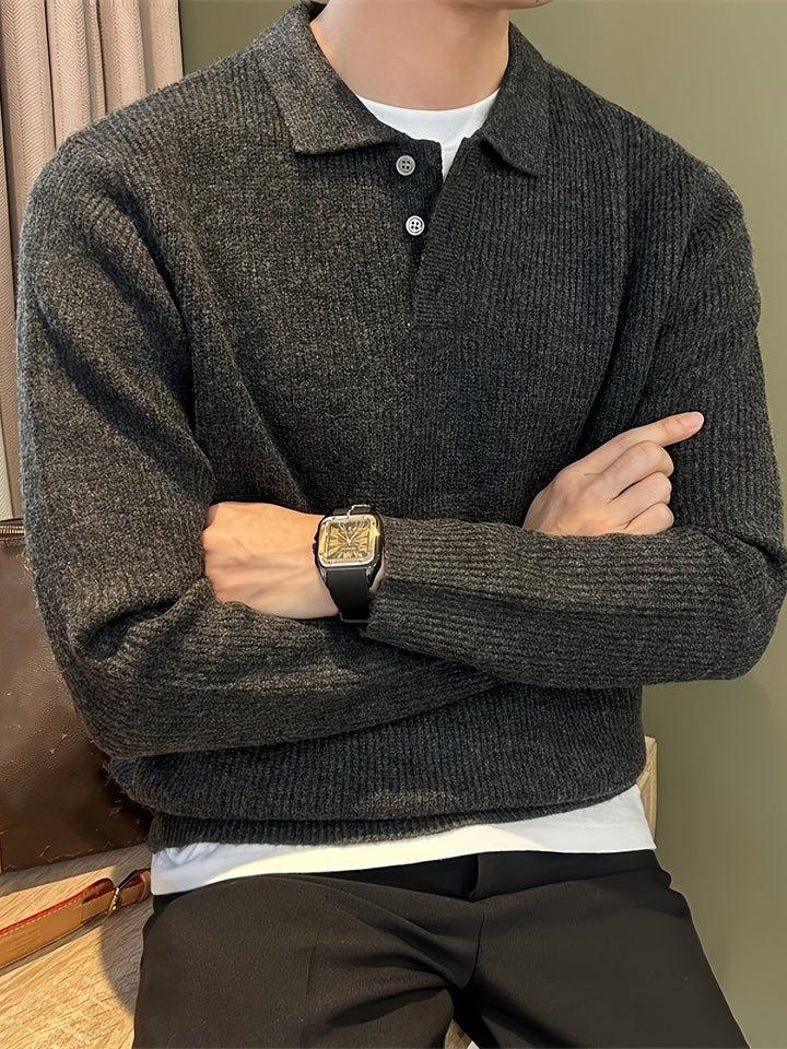 Men's Ribbed Polo Sweater