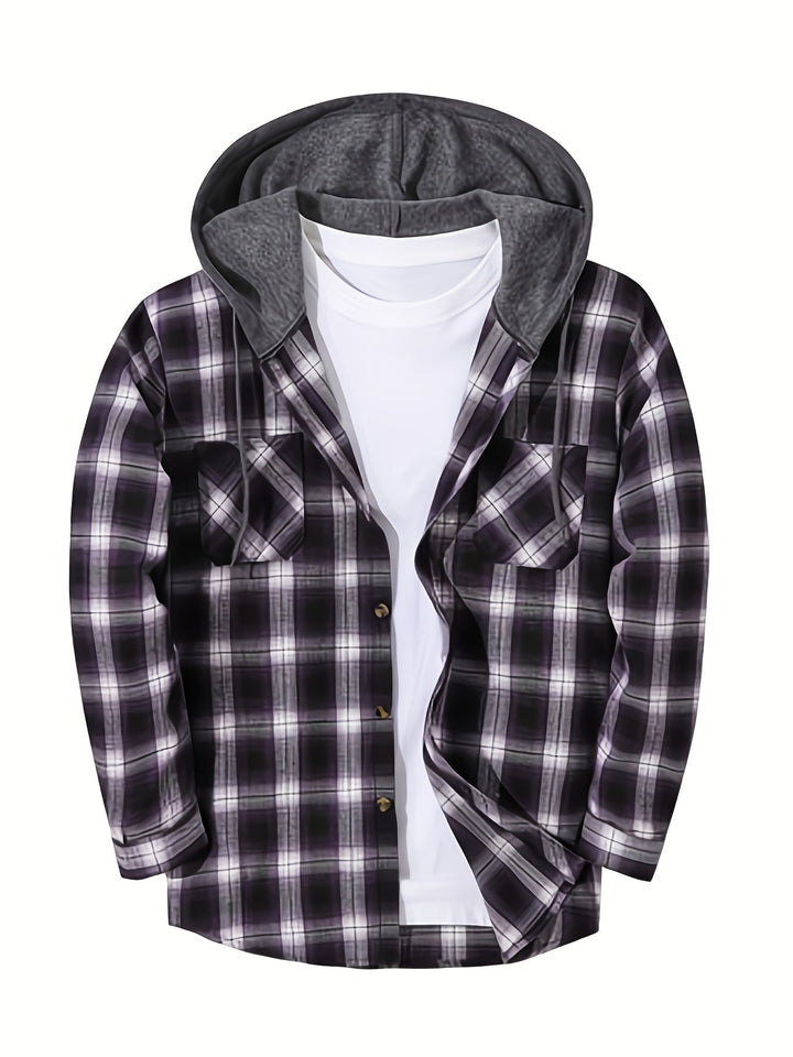 Men's Plaid Hooded Sweatshirt