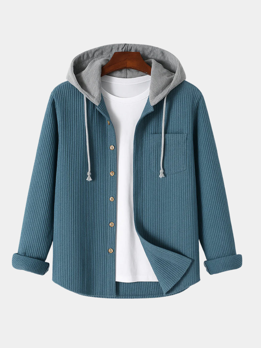 CORDUROY SHIRT WITH HOOD