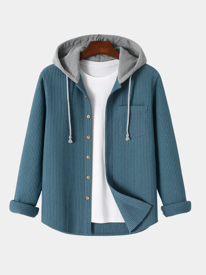 CORDUROY SHIRT WITH HOOD