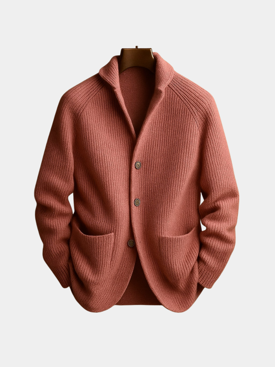 RIBBED WOOL CARDIGAN FOR MEN