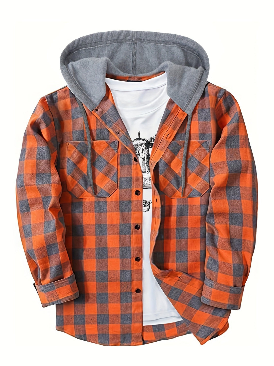 Men's Plaid Hooded Shirt