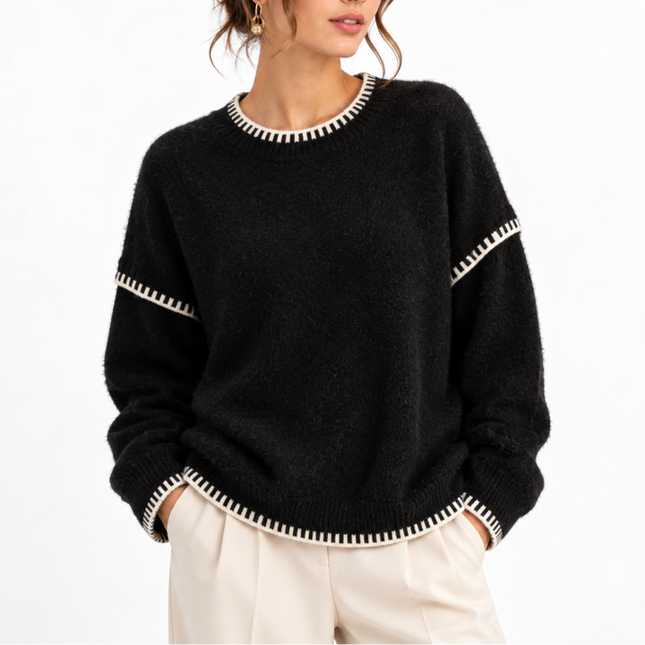 Women’s Oversized Chunky Knit Sweater with Boat Neck