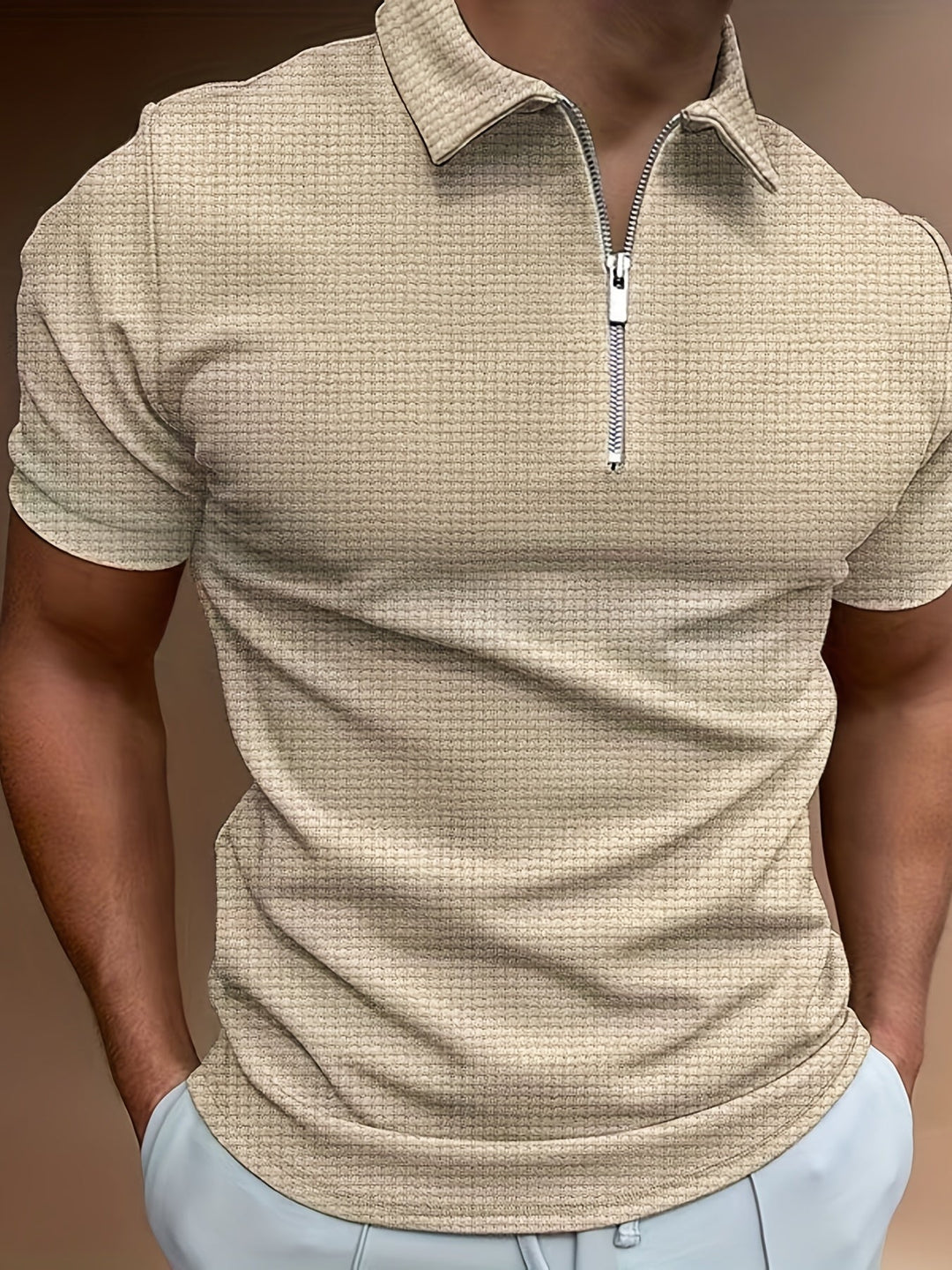 Men's Zipper Short Sleeve Shirt