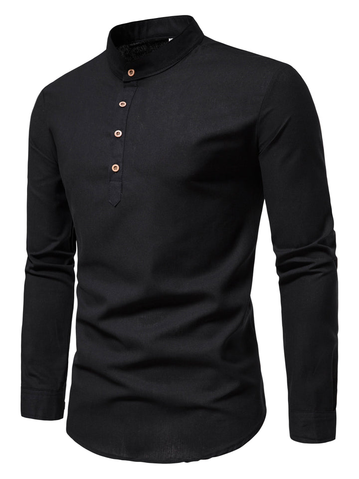STAND COLLAR COTTON SHIRT FOR MEN