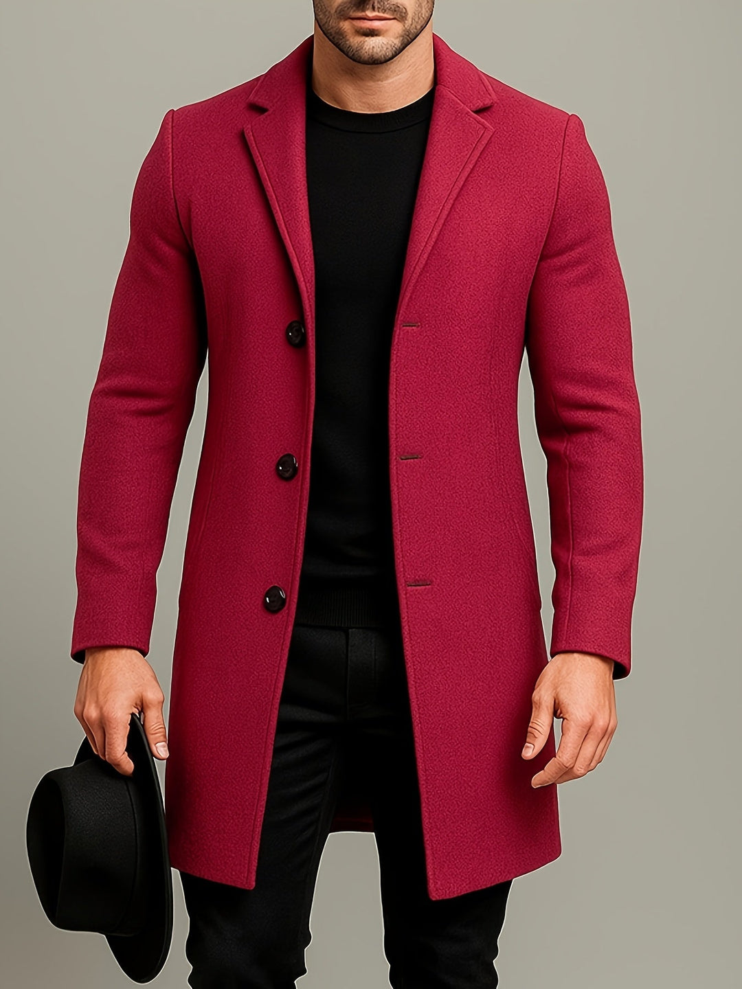 MID LENGTH TWEED OVERCOAT FOR MEN