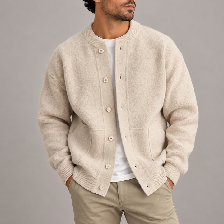 Men’s Textured Button-Up Cardigan | Casual Knitted Jacket