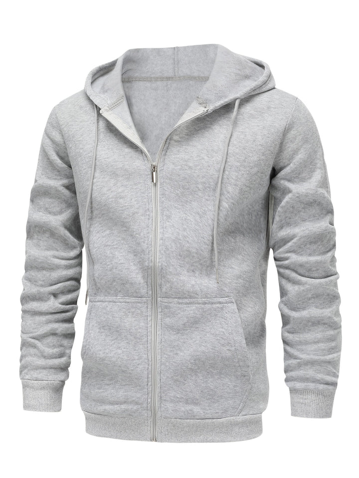 SOLID ZIP HOODIE FOR MEN