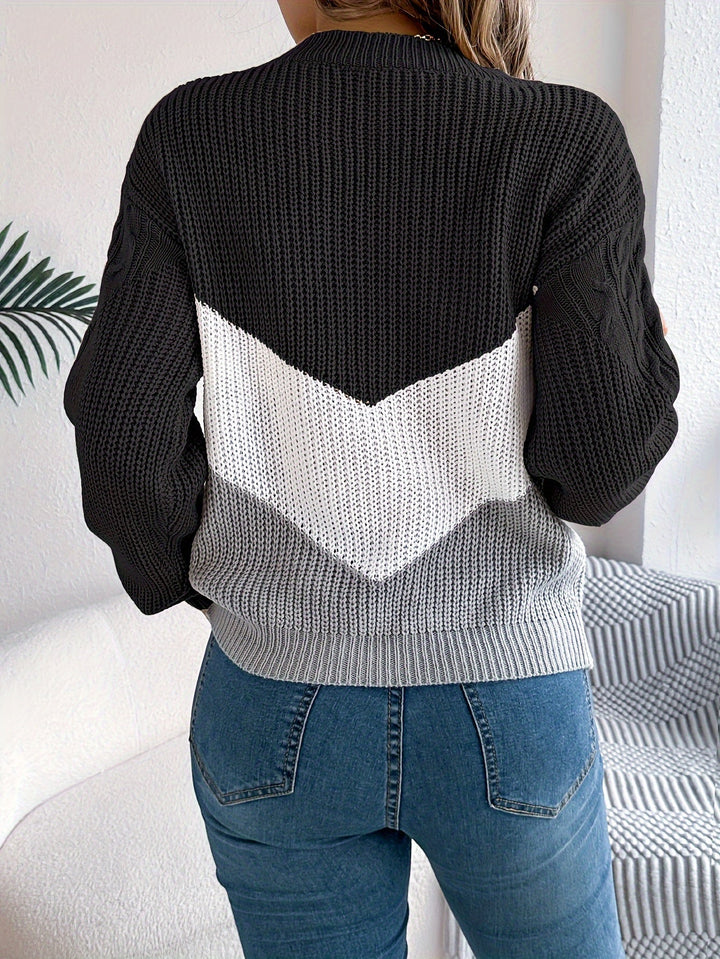 Blythe | Color-Block Round Neck Sweater