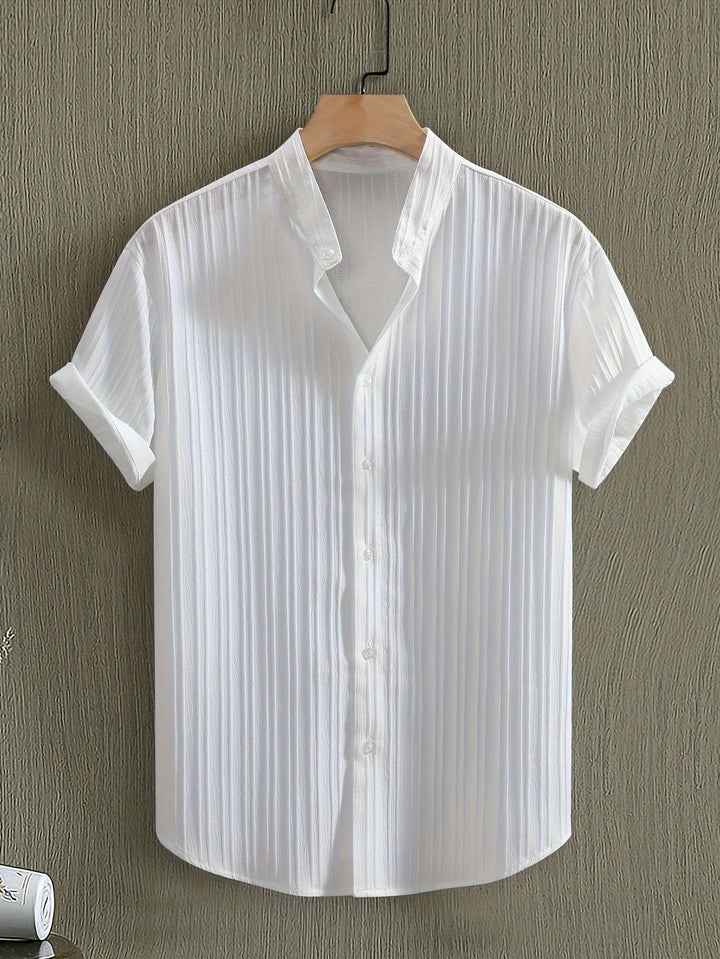 TEXTURED BUTTON FRONT SHIRT FOR MEN