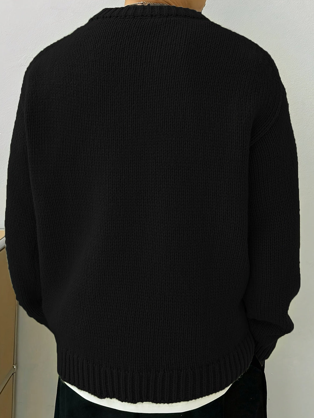Men's Solid Knit Crewneck Sweater