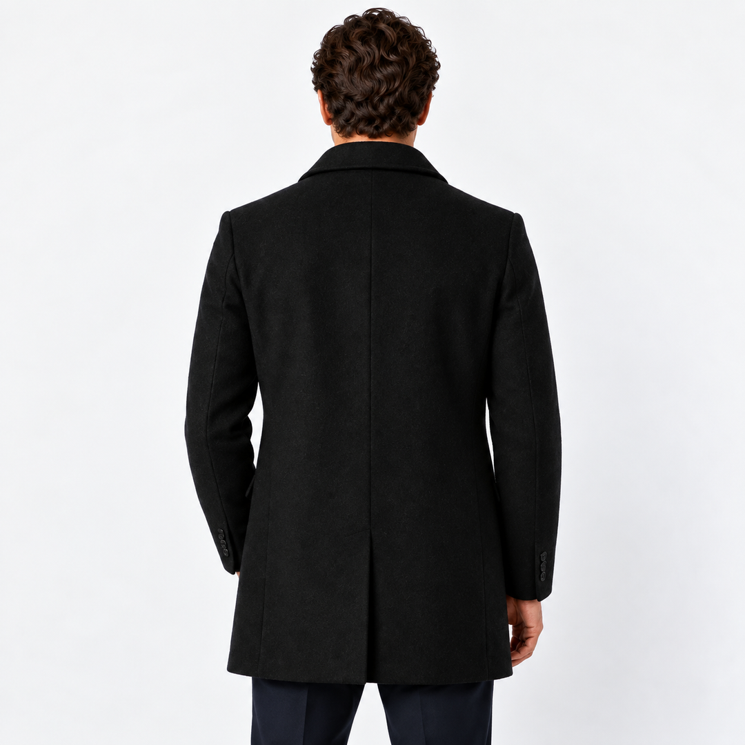 Men’s Classic Wool Blend Overcoat with Button Closure