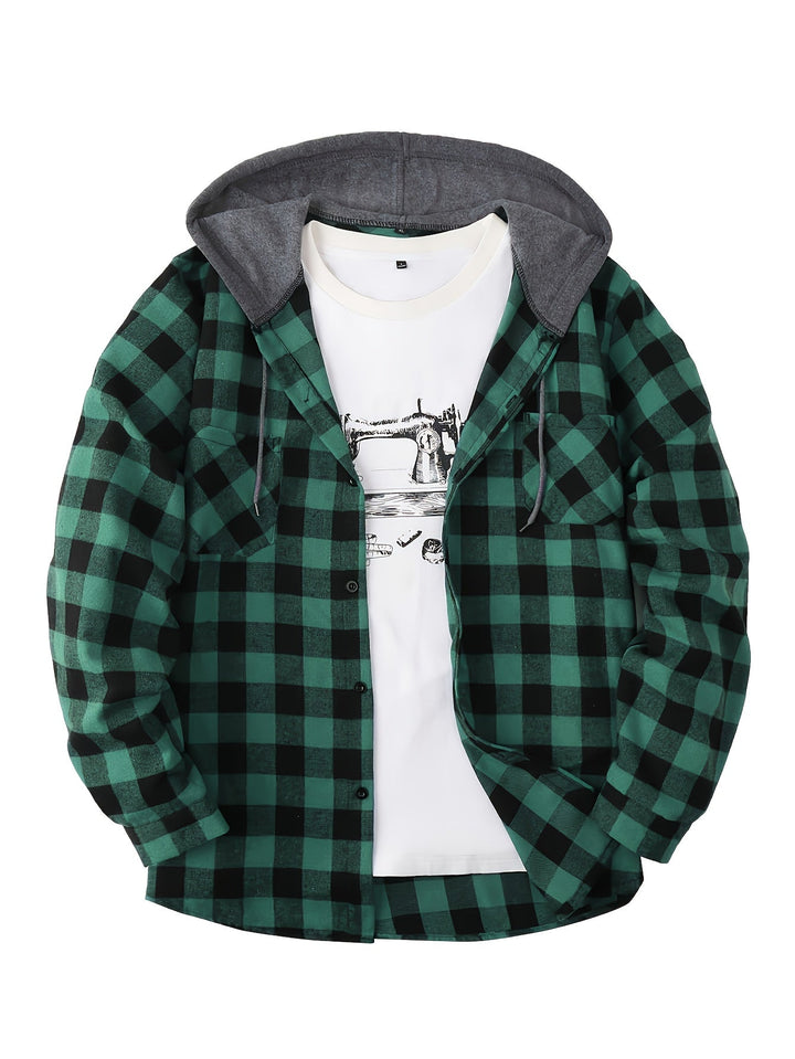 Men's Plaid Hooded Sweatshirt