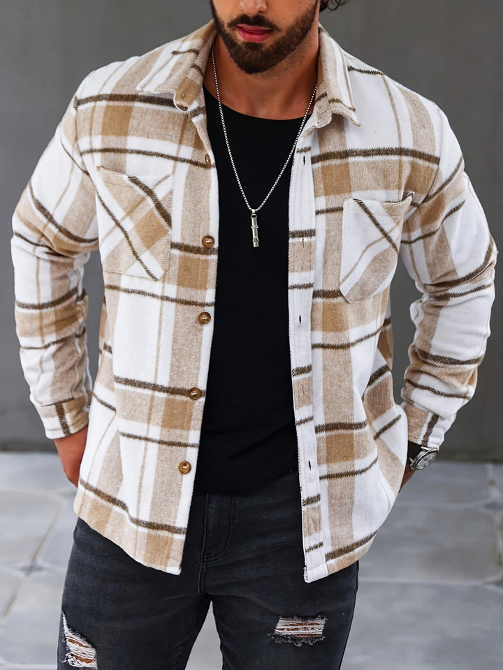 Men's Plaid Lapel Jacket