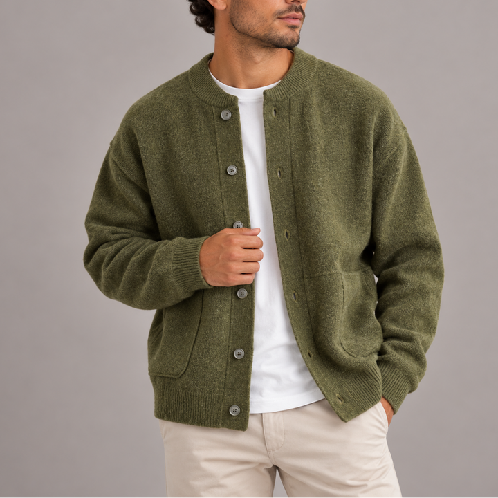Men’s Textured Button-Up Cardigan | Casual Knitted Jacket