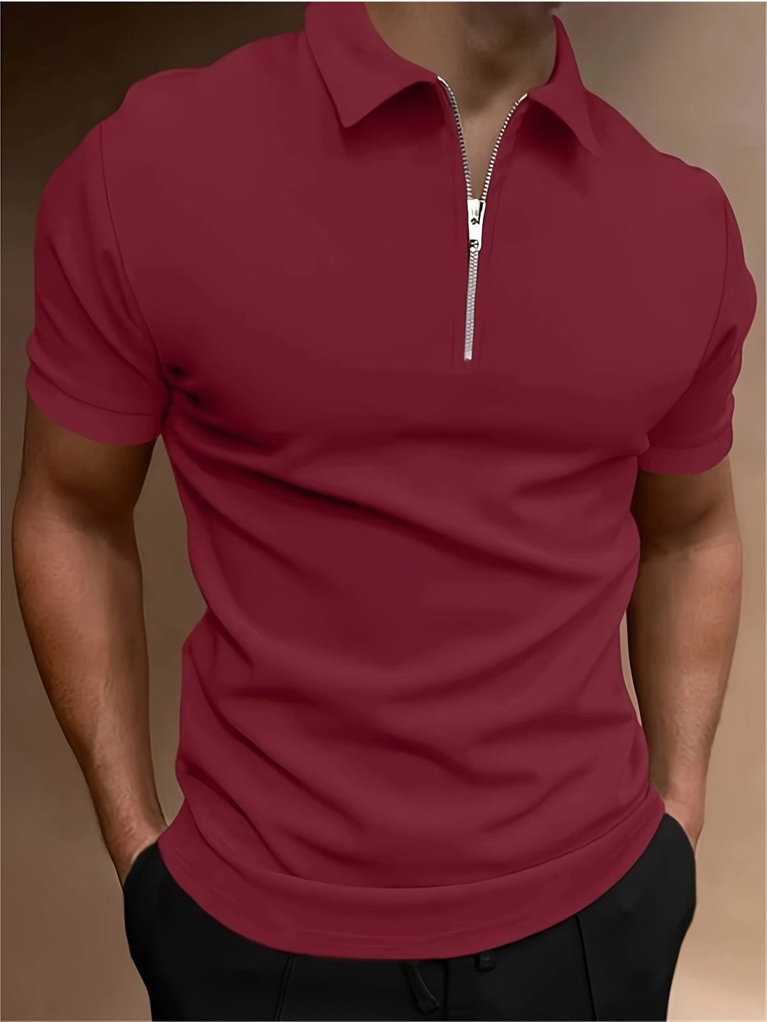 STRETCH ZIP POLO SHIRT FOR MEN