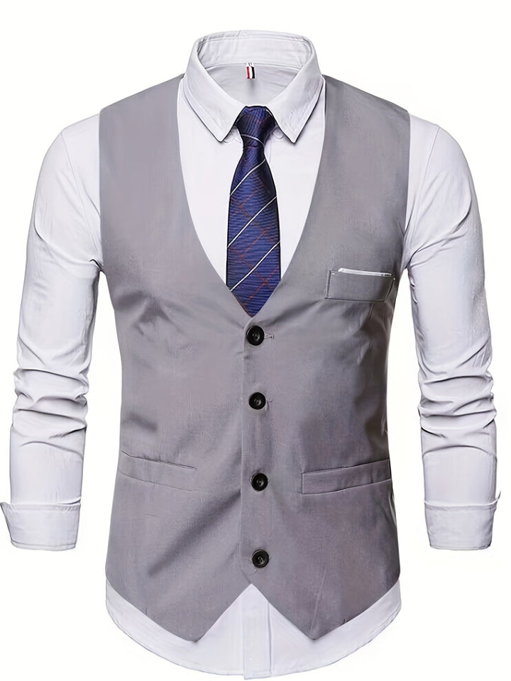 Men's Collarless Polyester Vest