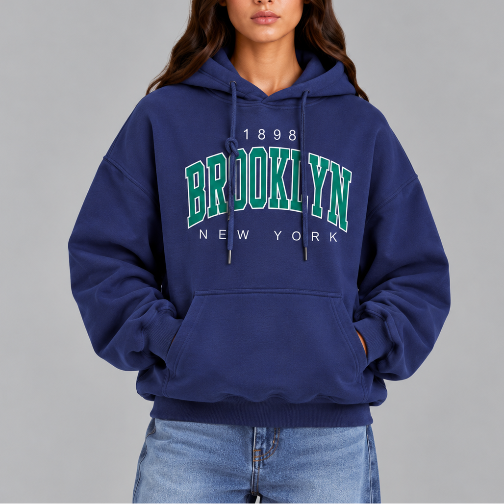 Women's Brooklyn Oversized Hoodie – Casual Pullover Sweatshirt with Pockets