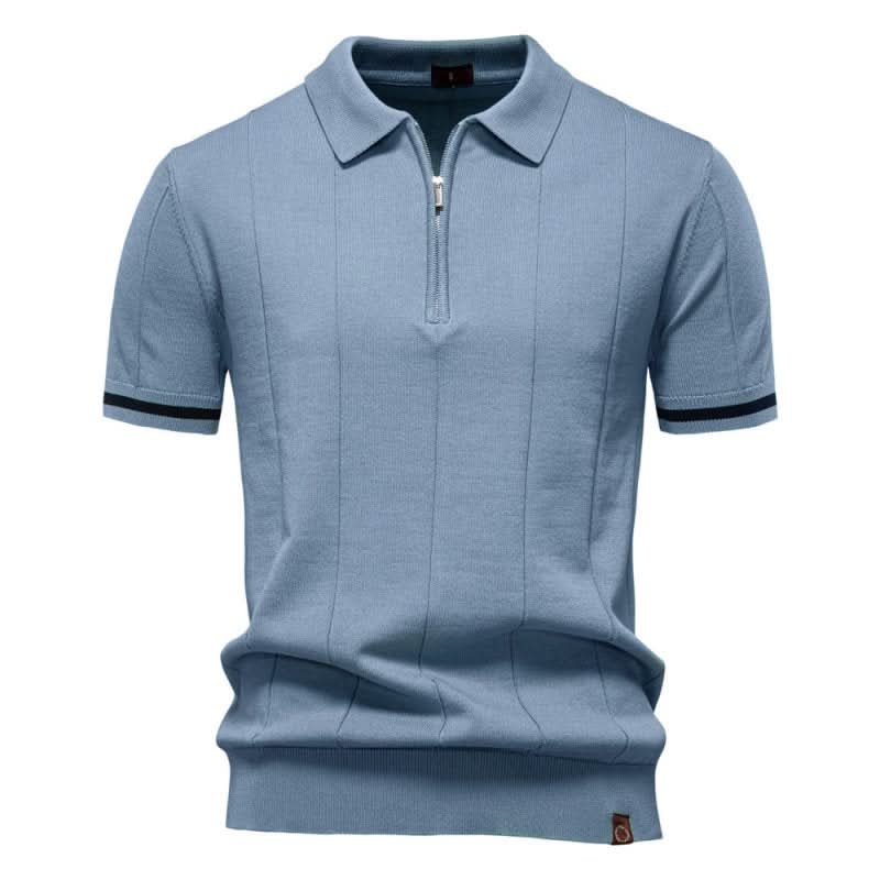 Men's Textured Zip Polo Shirt