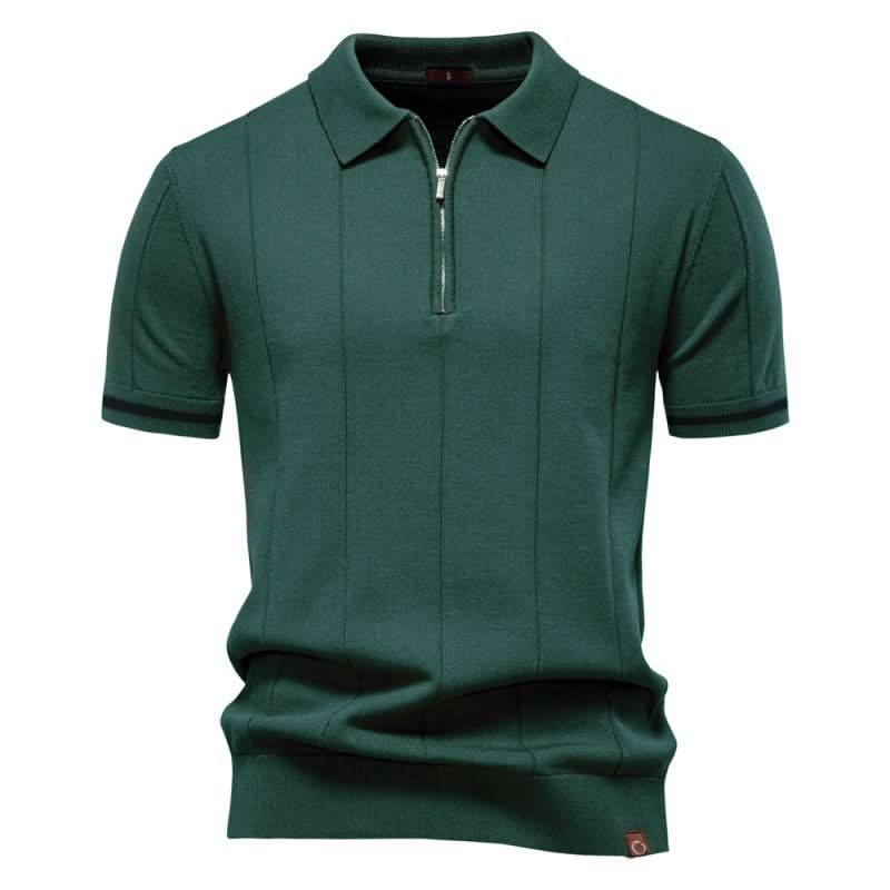 Men's Textured Zip Polo Shirt