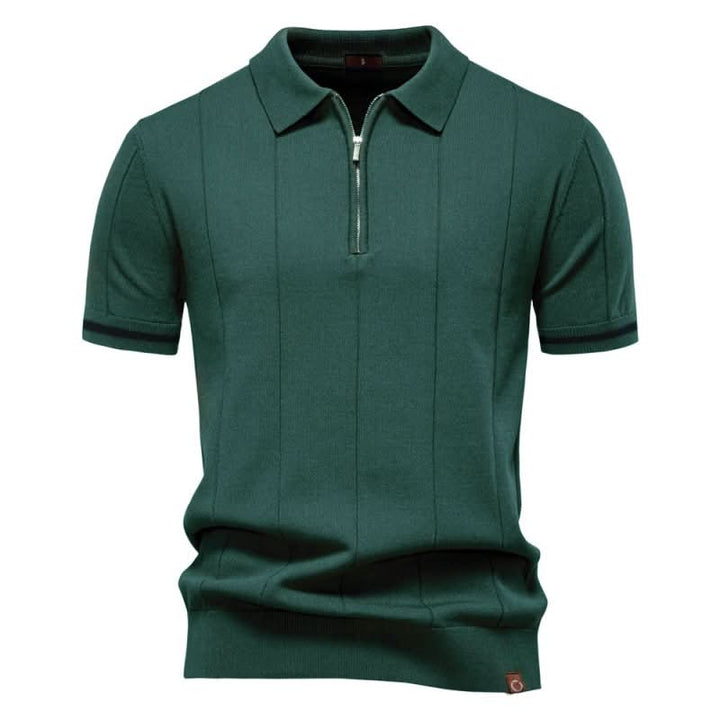 Men's Textured Zip Polo Shirt