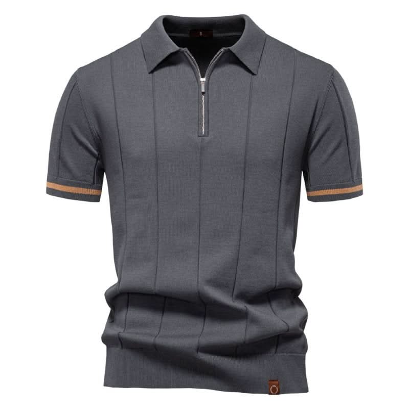 Men's Textured Zip Polo Shirt