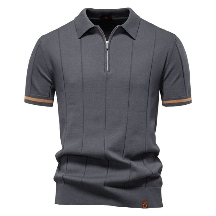 Men's Textured Zip Polo Shirt