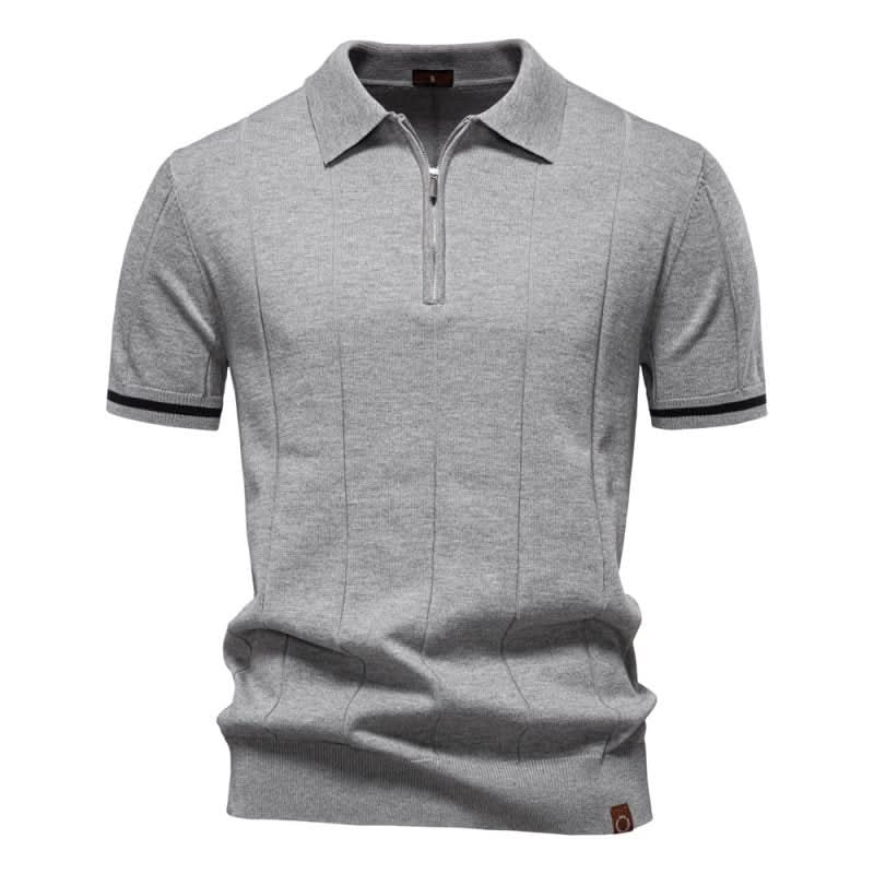Men's Textured Zip Polo Shirt