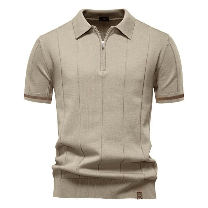 Men's Textured Zip Polo Shirt