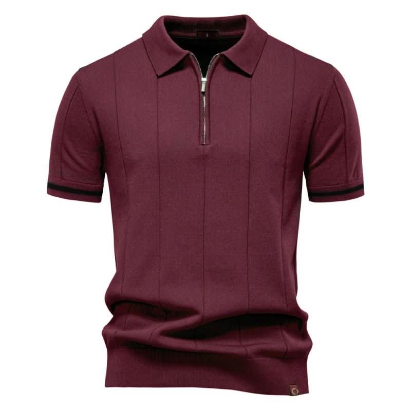 Men's Textured Zip Polo Shirt